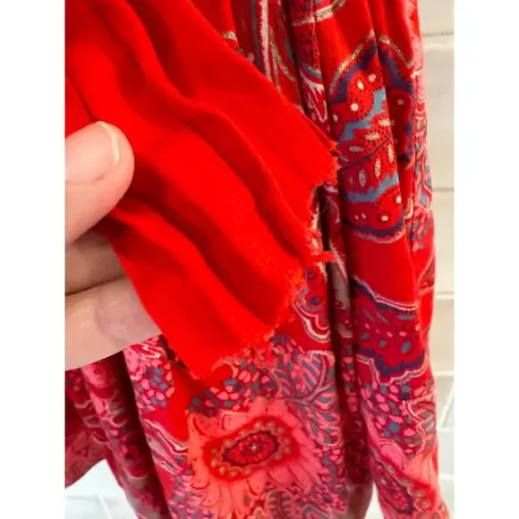 Tea Collection Adaira Sash Red Paisley Dress Size 4 - Picture 3 of 6